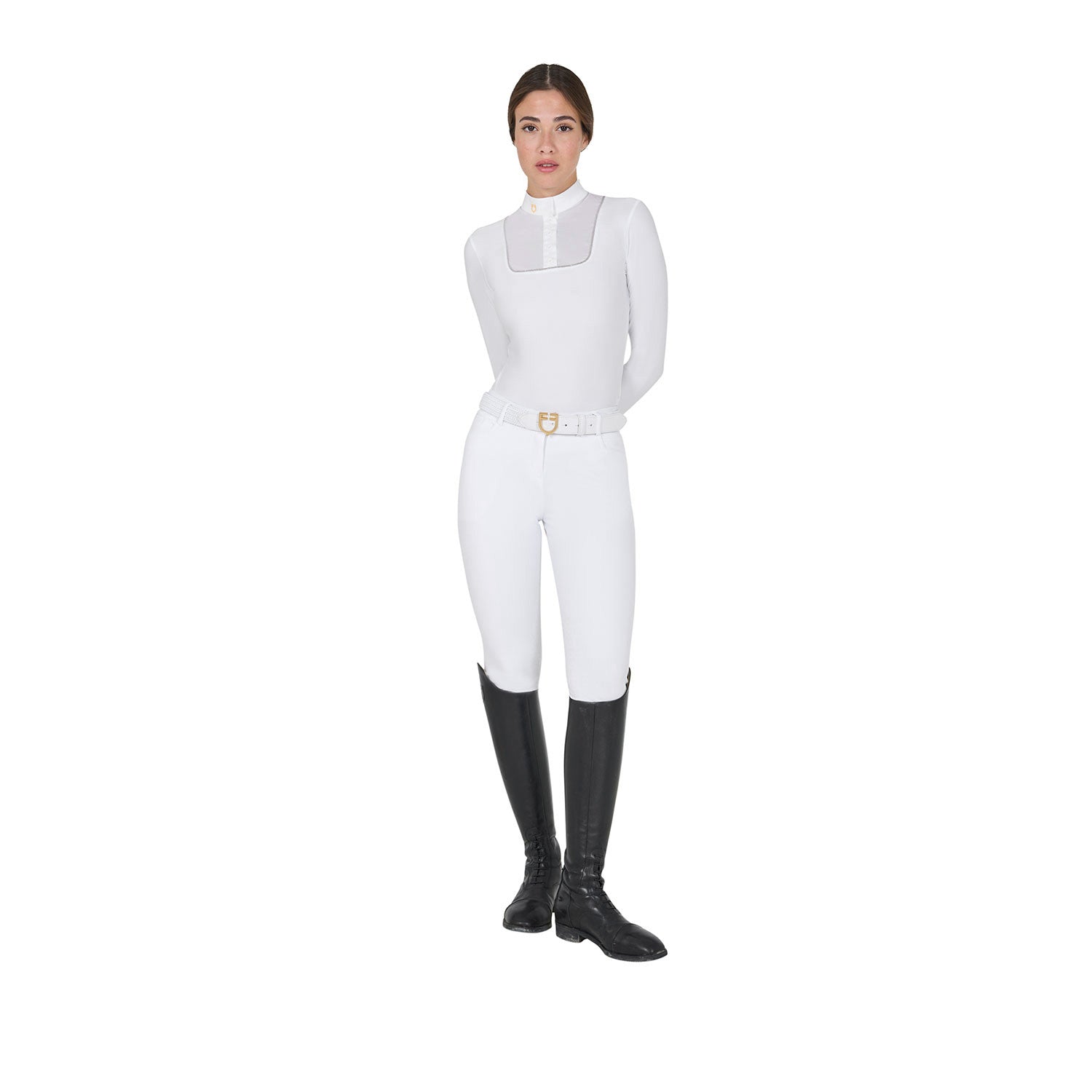 Women's slim fit buttoned competition polo shirt