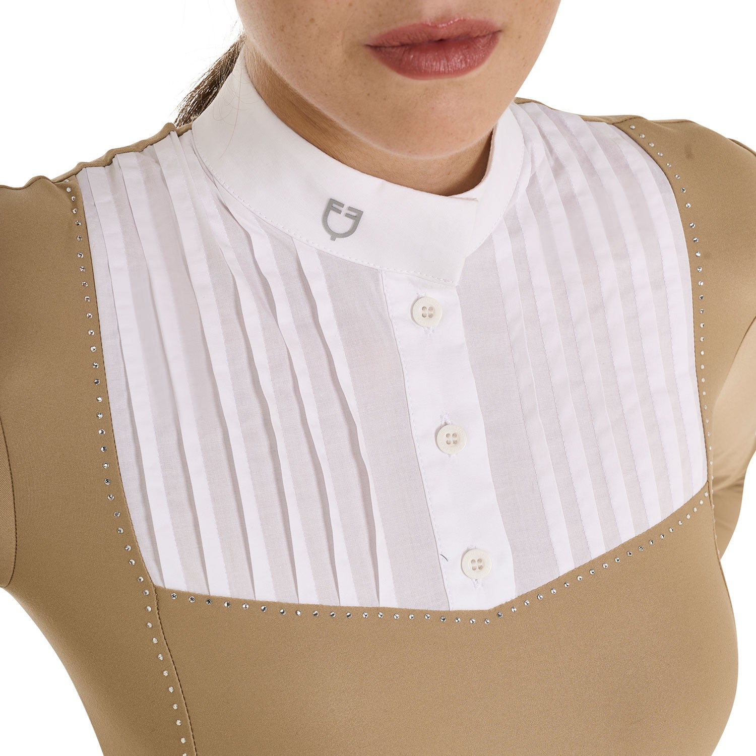 Women's slim fit competition polo shirt rhinestones