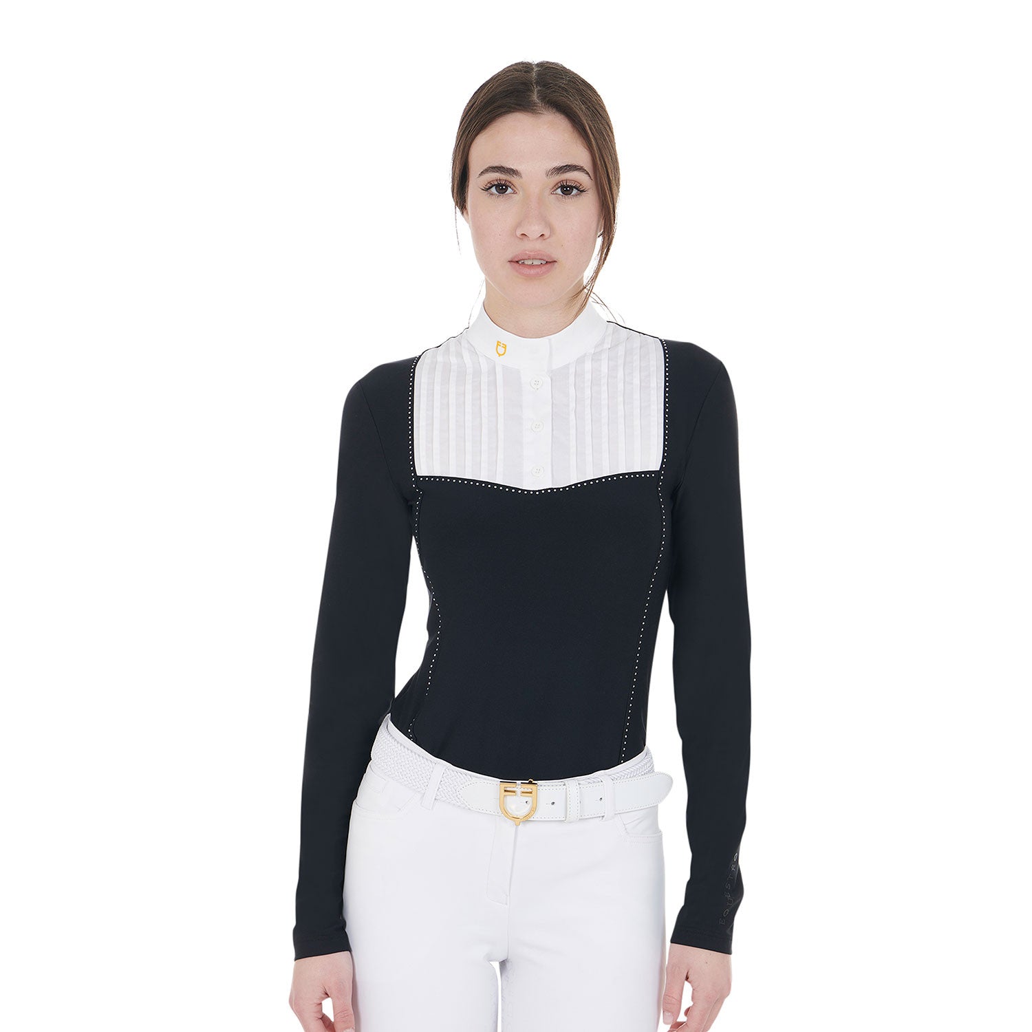 Equestro Women's slim fit competition polo shirt rhinestones