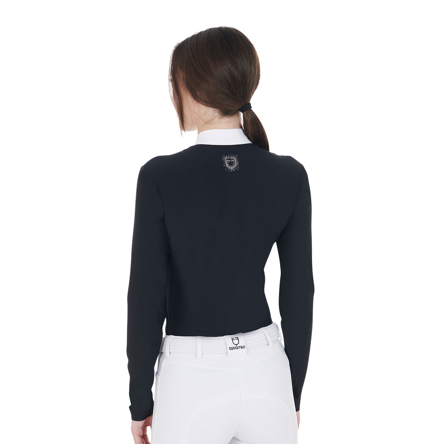 Women's slim fit competition polo shirt rhinestones