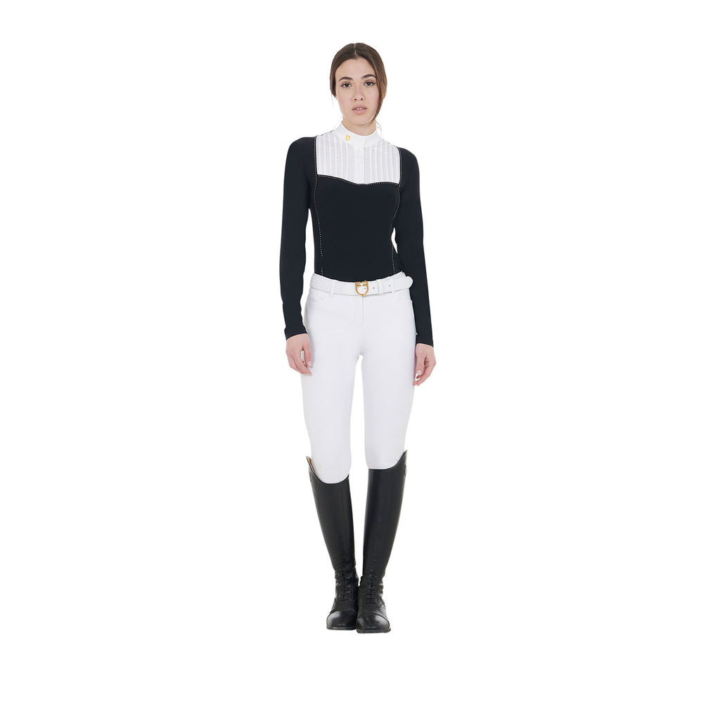 Women's slim fit competition polo shirt rhinestones