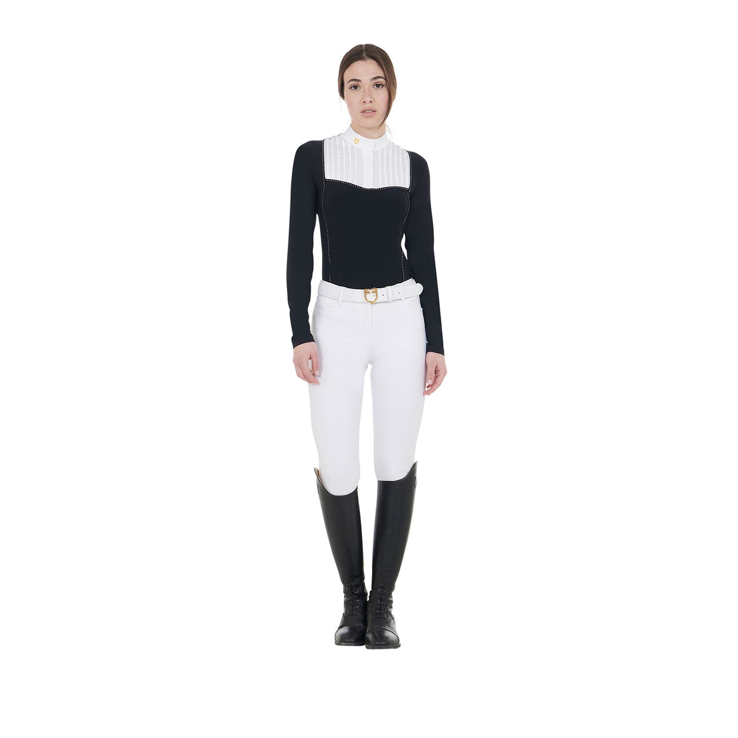 Women's slim fit competition polo shirt rhinestones