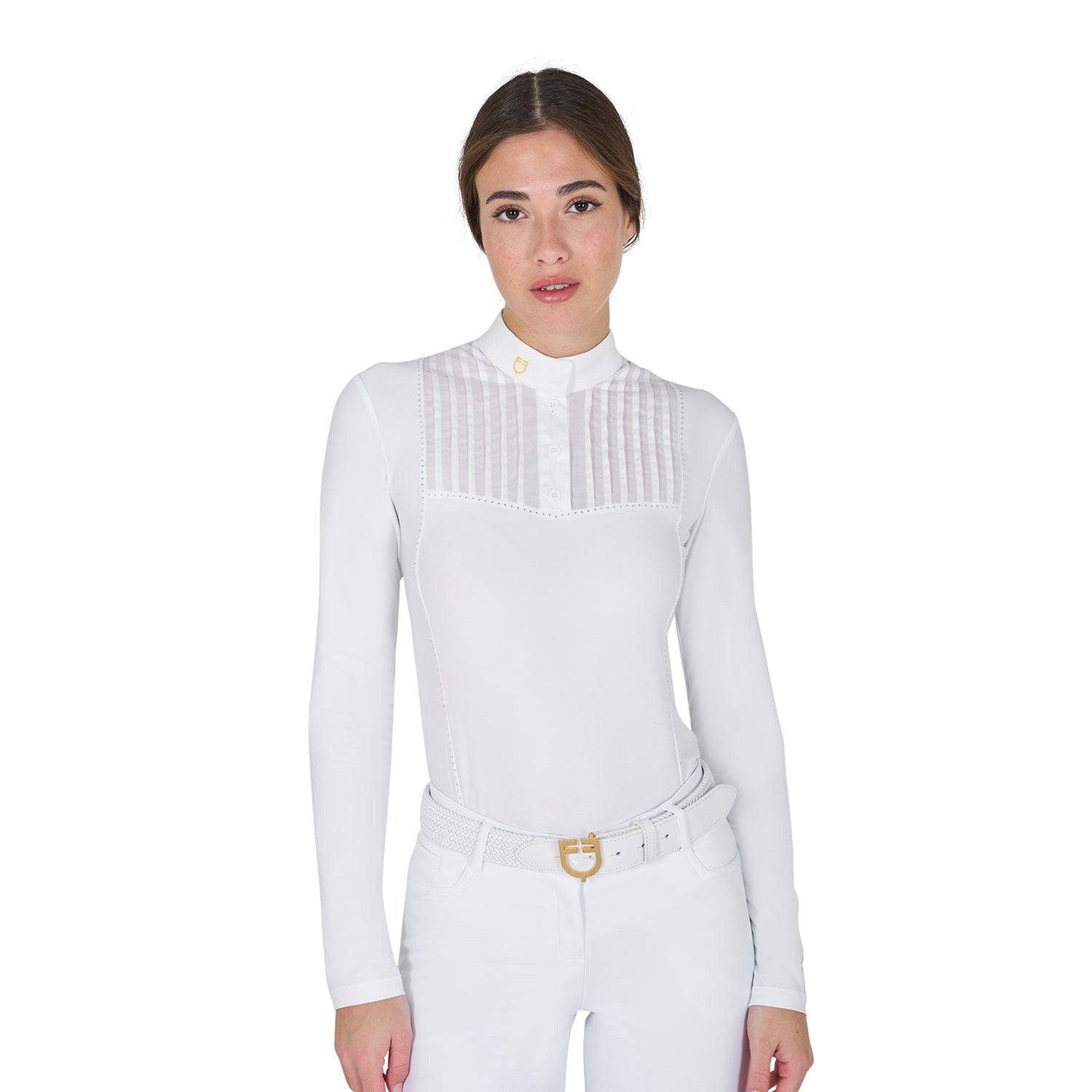 Equestro Women's slim fit competition polo shirt rhinestones