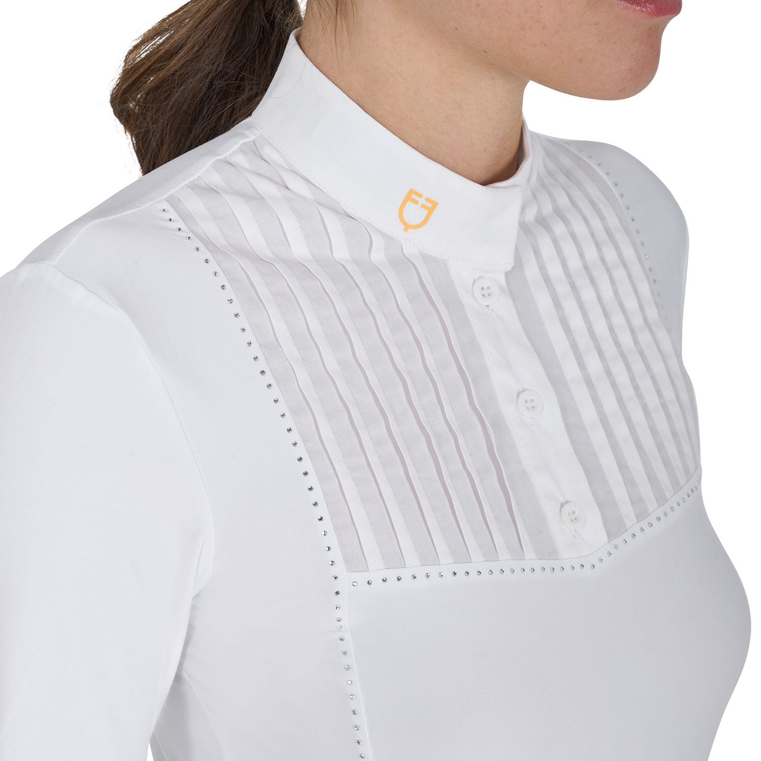 Women's slim fit competition polo shirt rhinestones