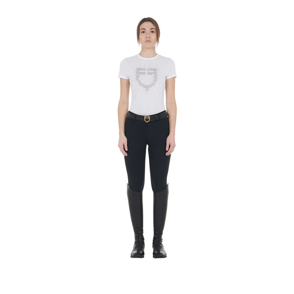 Women's slim fit T-shirt pink rhinestones