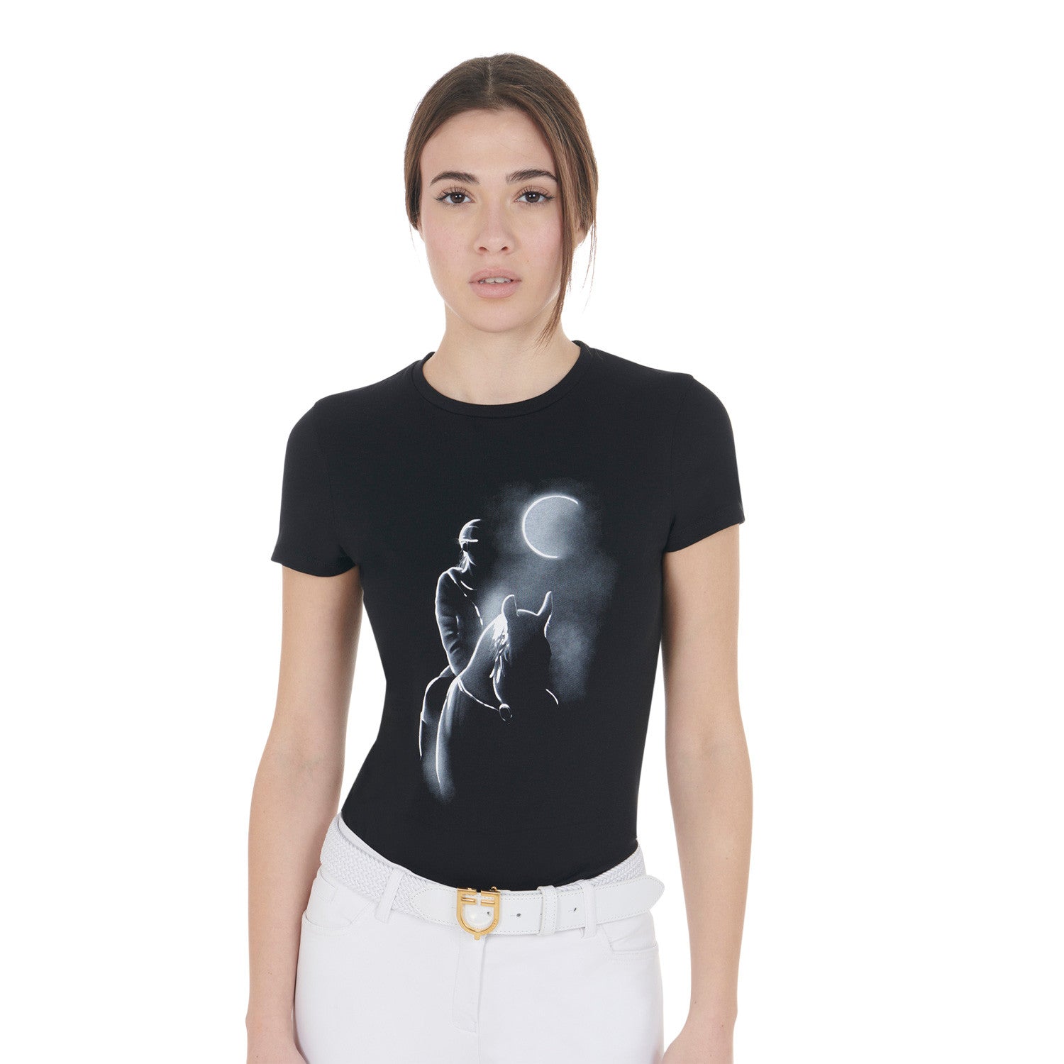 Women's slim fit T-shirt moonlight print