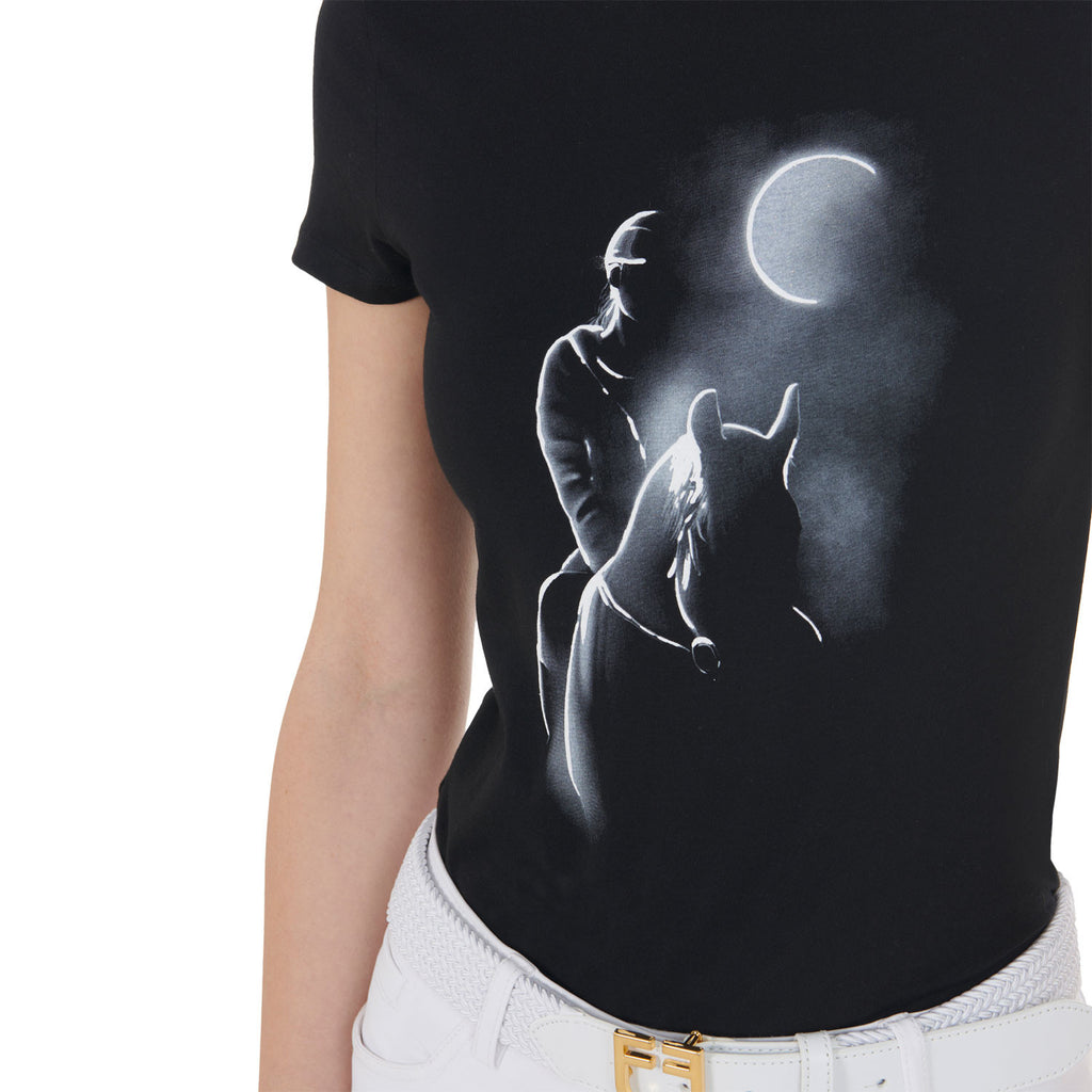 Women's slim fit T-shirt moonlight print