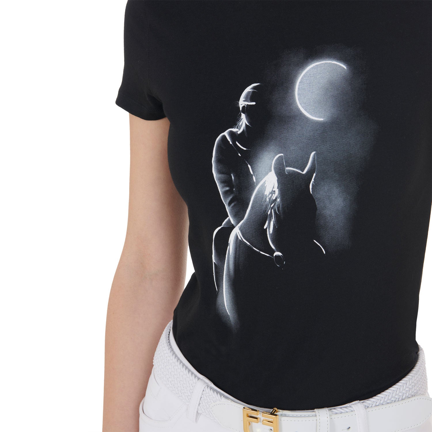 Women's slim fit T-shirt moonlight print