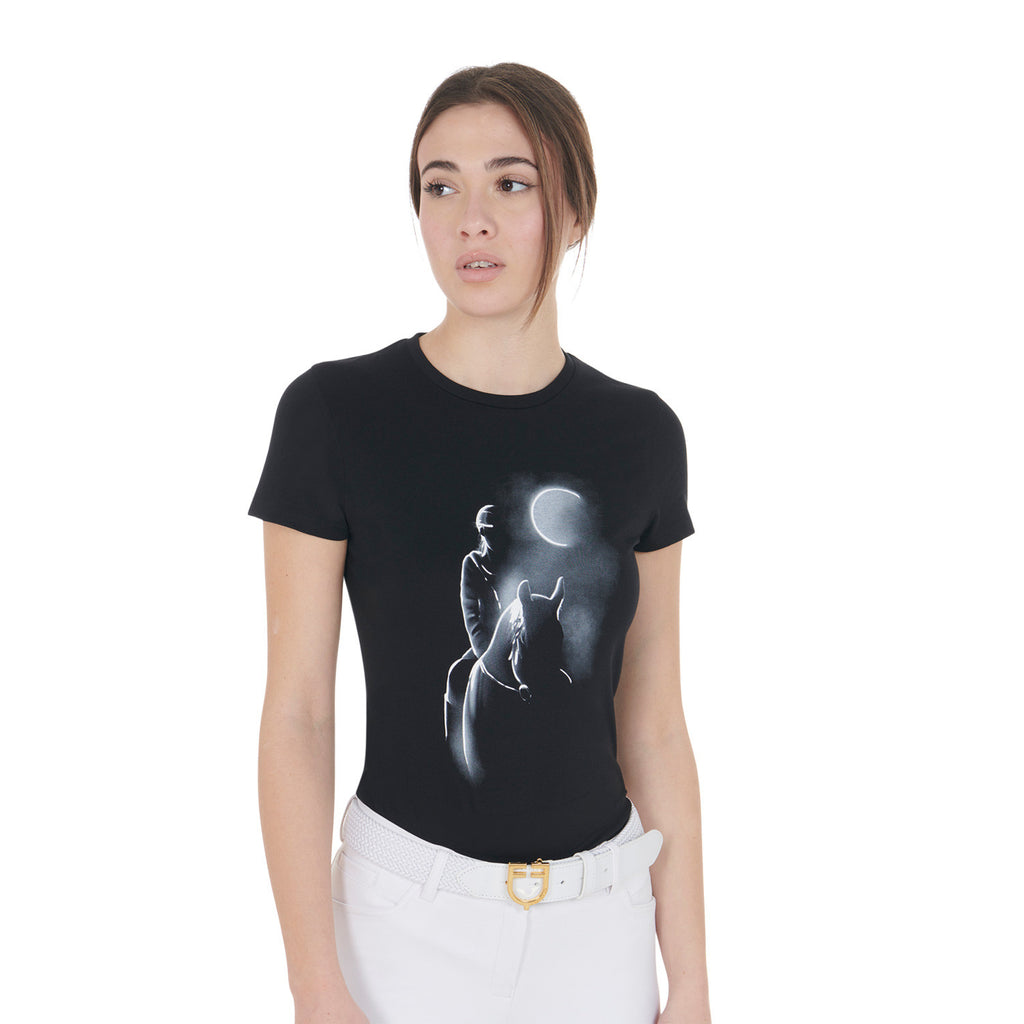 Women's slim fit T-shirt moonlight print