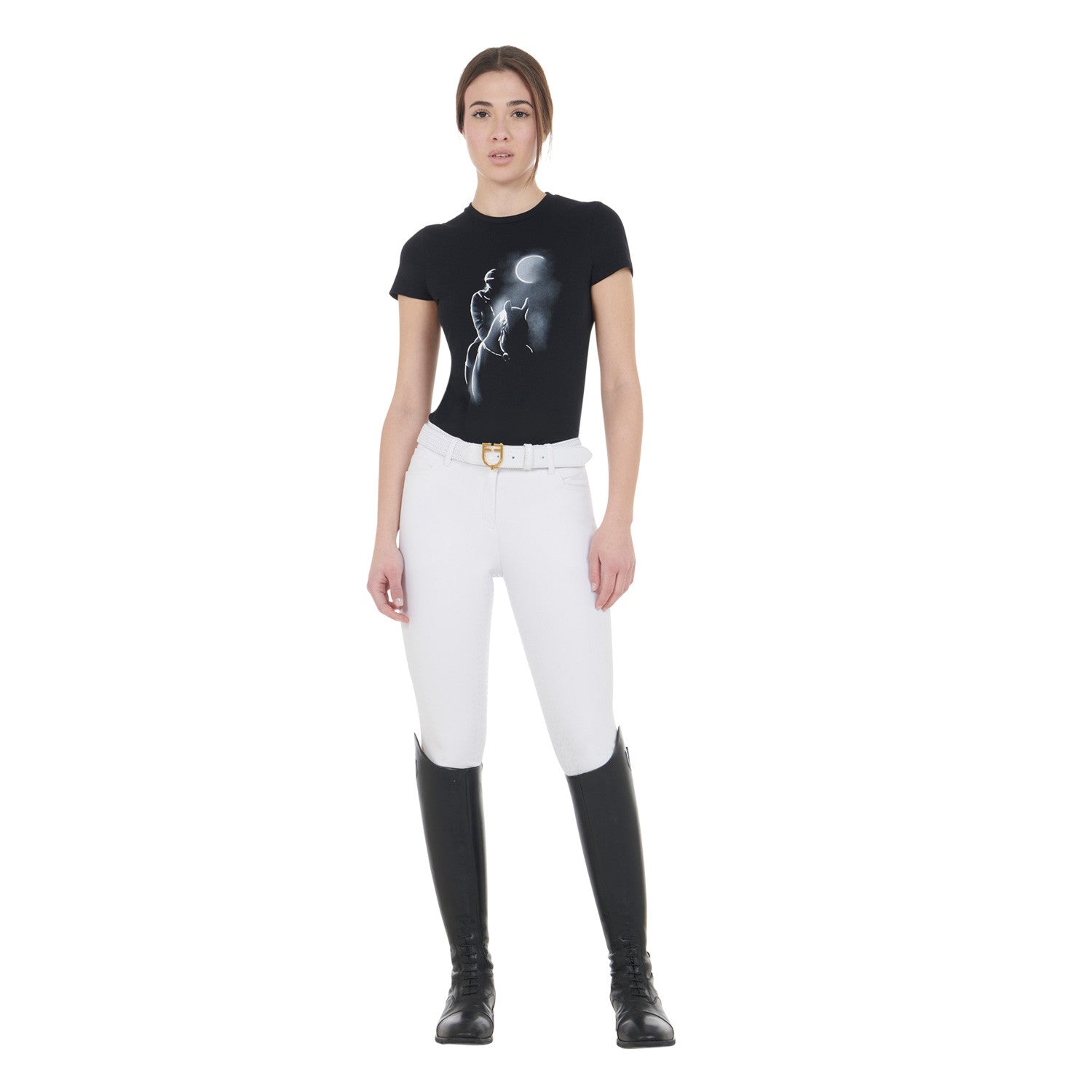 Women's slim fit T-shirt moonlight print