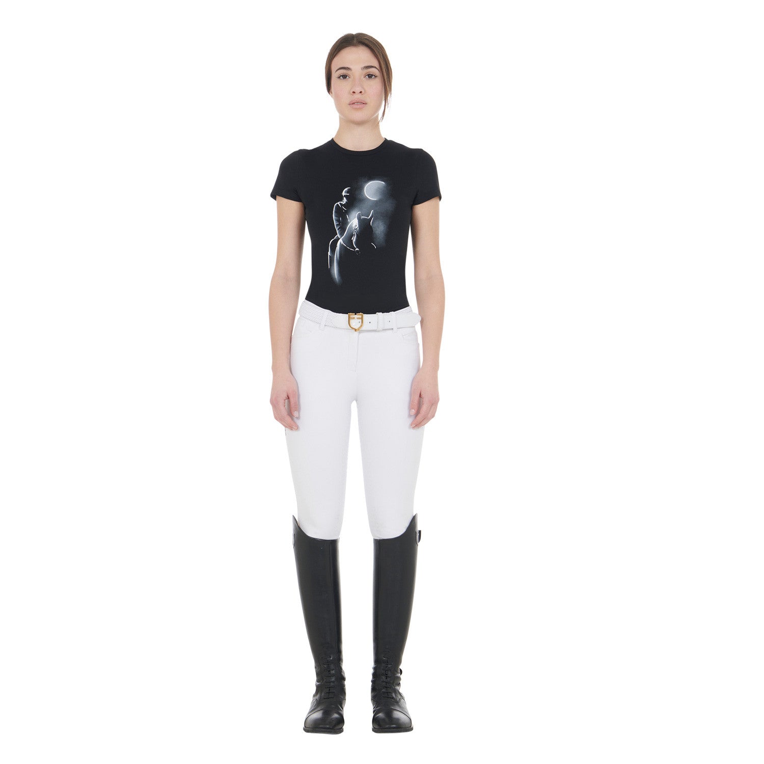 Women's slim fit T-shirt moonlight print