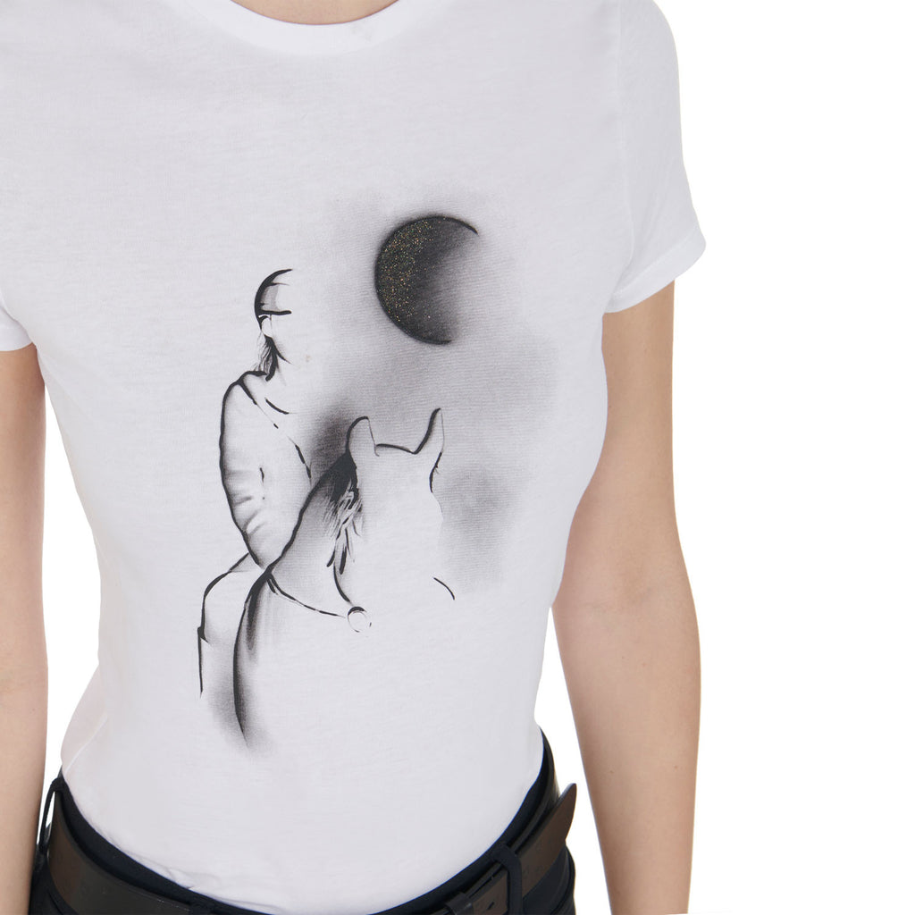 Women's slim fit T-shirt moonlight print