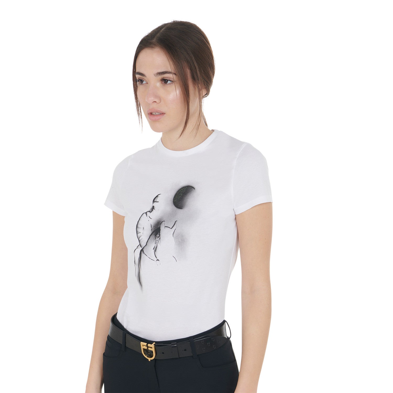 Women's slim fit T-shirt moonlight print