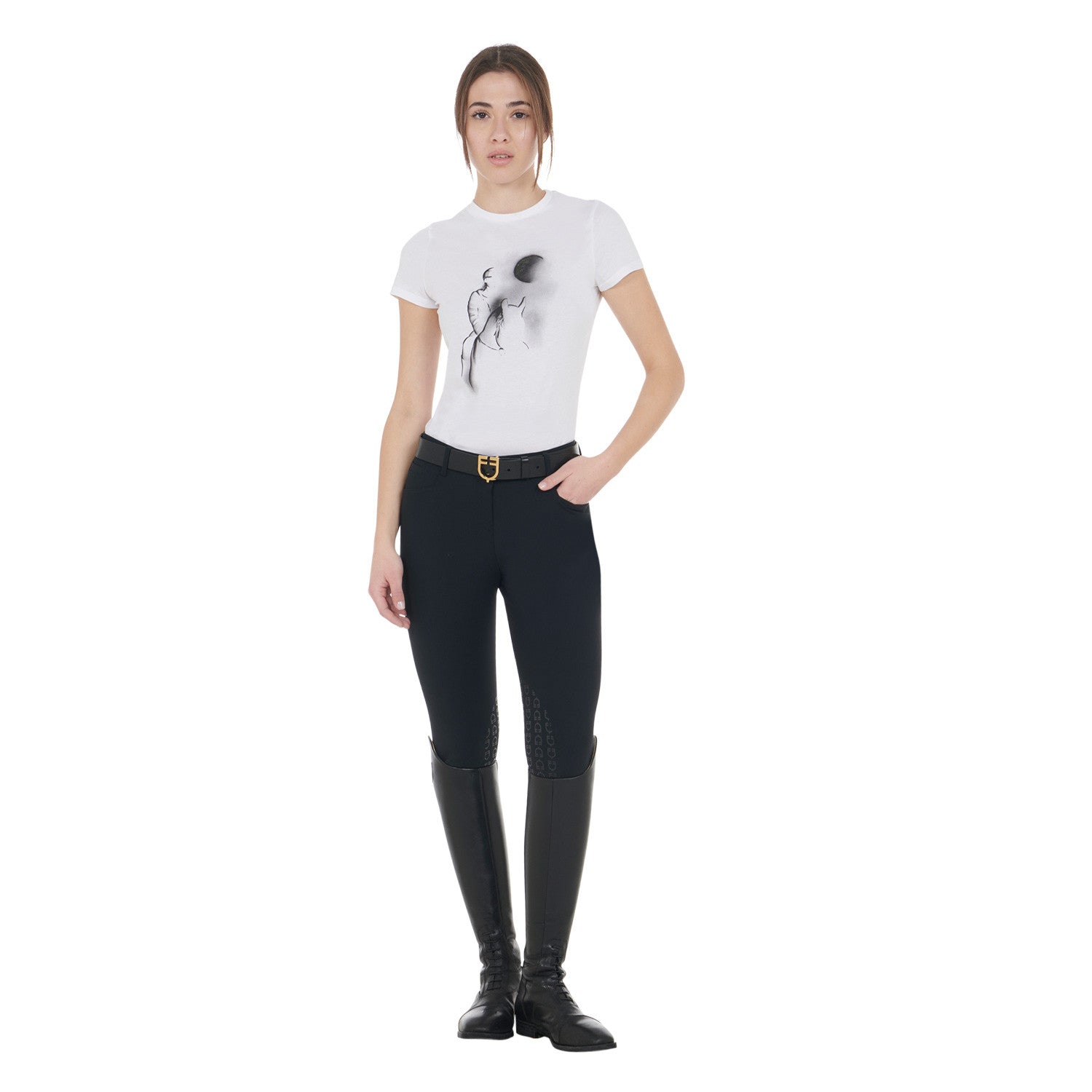 Women's slim fit T-shirt moonlight print