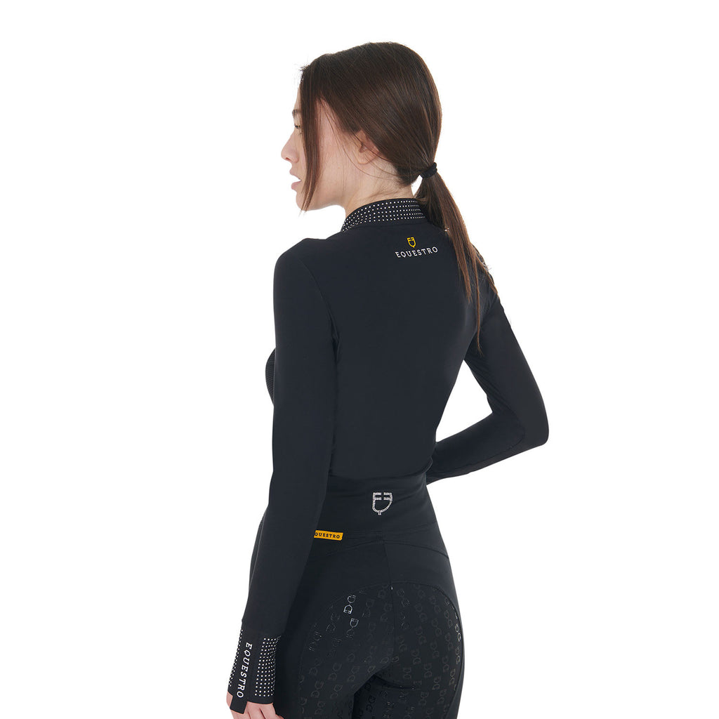 Women's tecnical training polo shirt rhinestones
