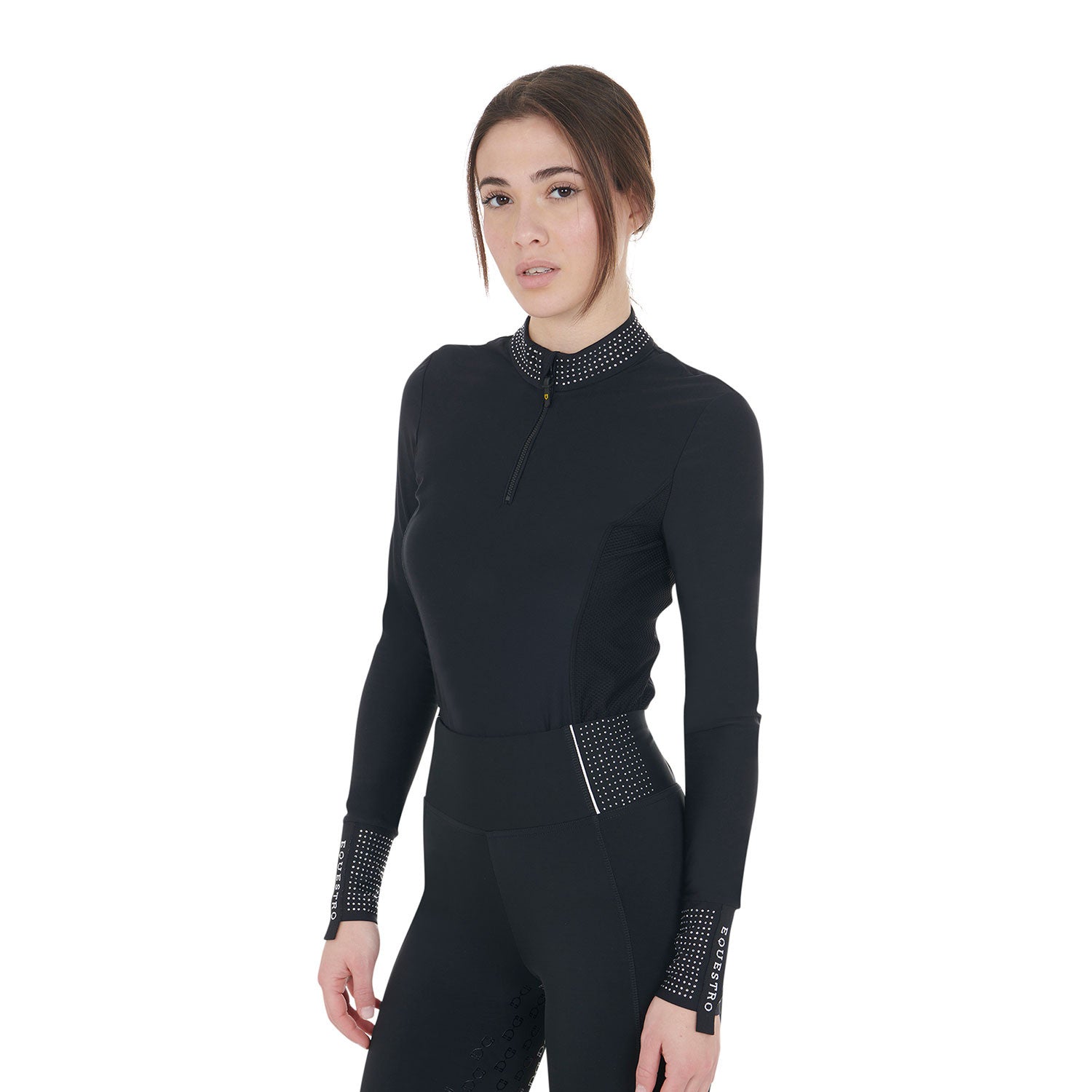 Women's tecnical training polo shirt rhinestones