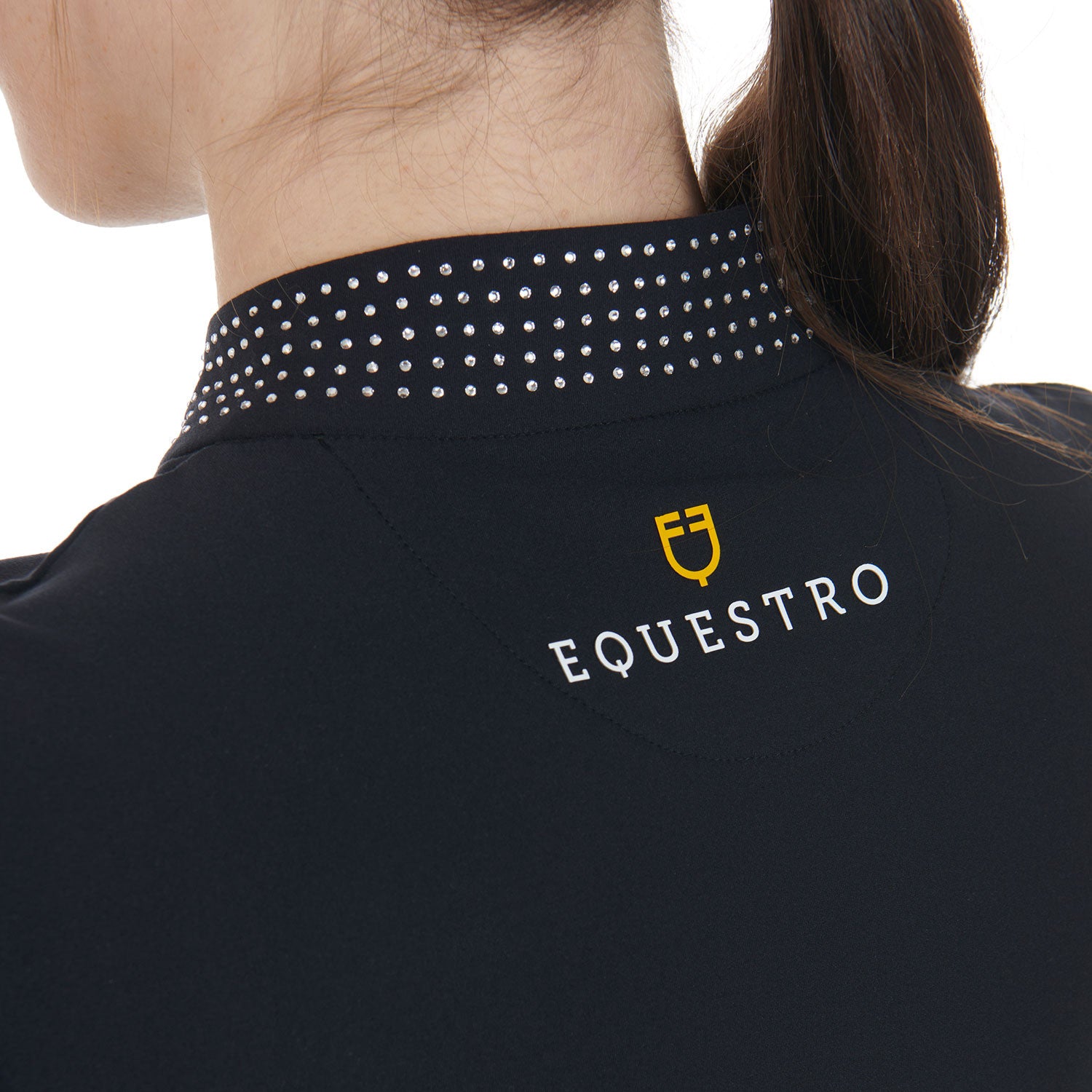 Women's tecnical training polo shirt rhinestones