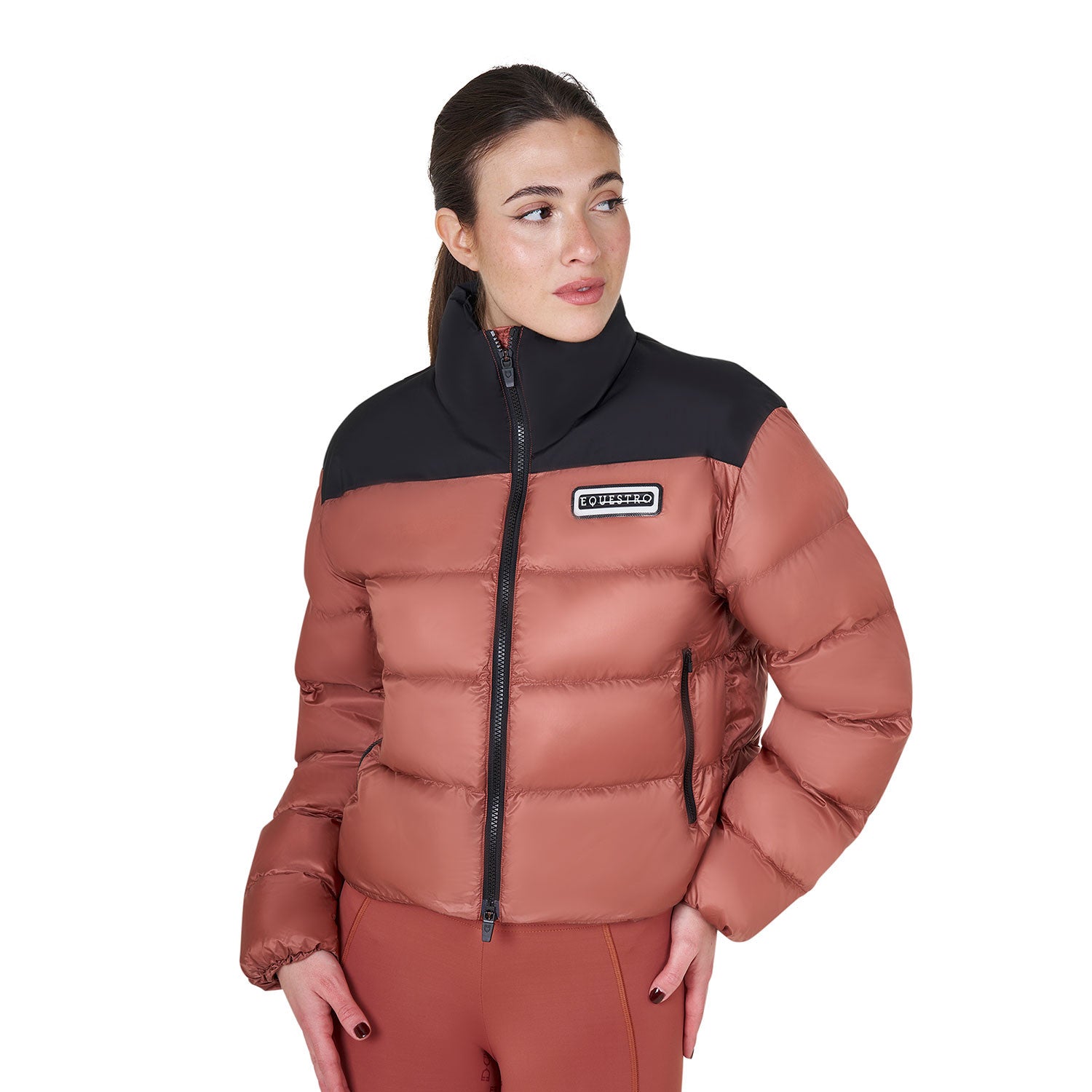 Equestro Women's cropped down jacket stretch fabric