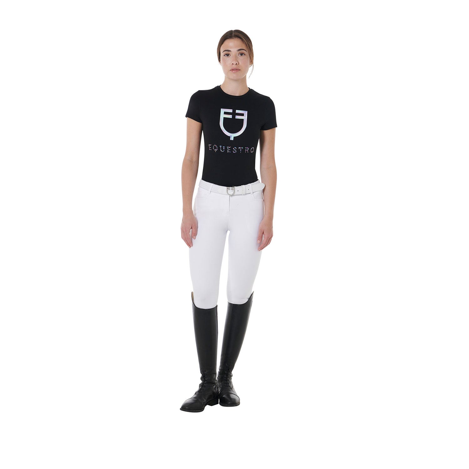 Women's slim fit multicolor logo print cotton t-shirt