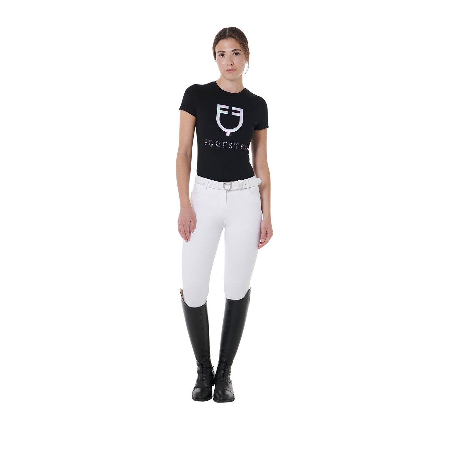 Women's slim fit multicolor logo print cotton t-shirt