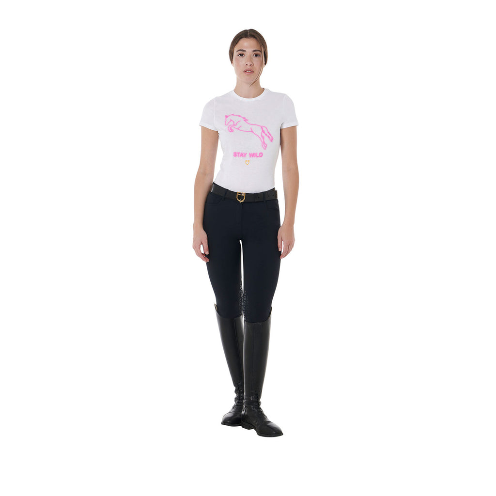 Women's slim fit Stay Wild print cotton t-shirt