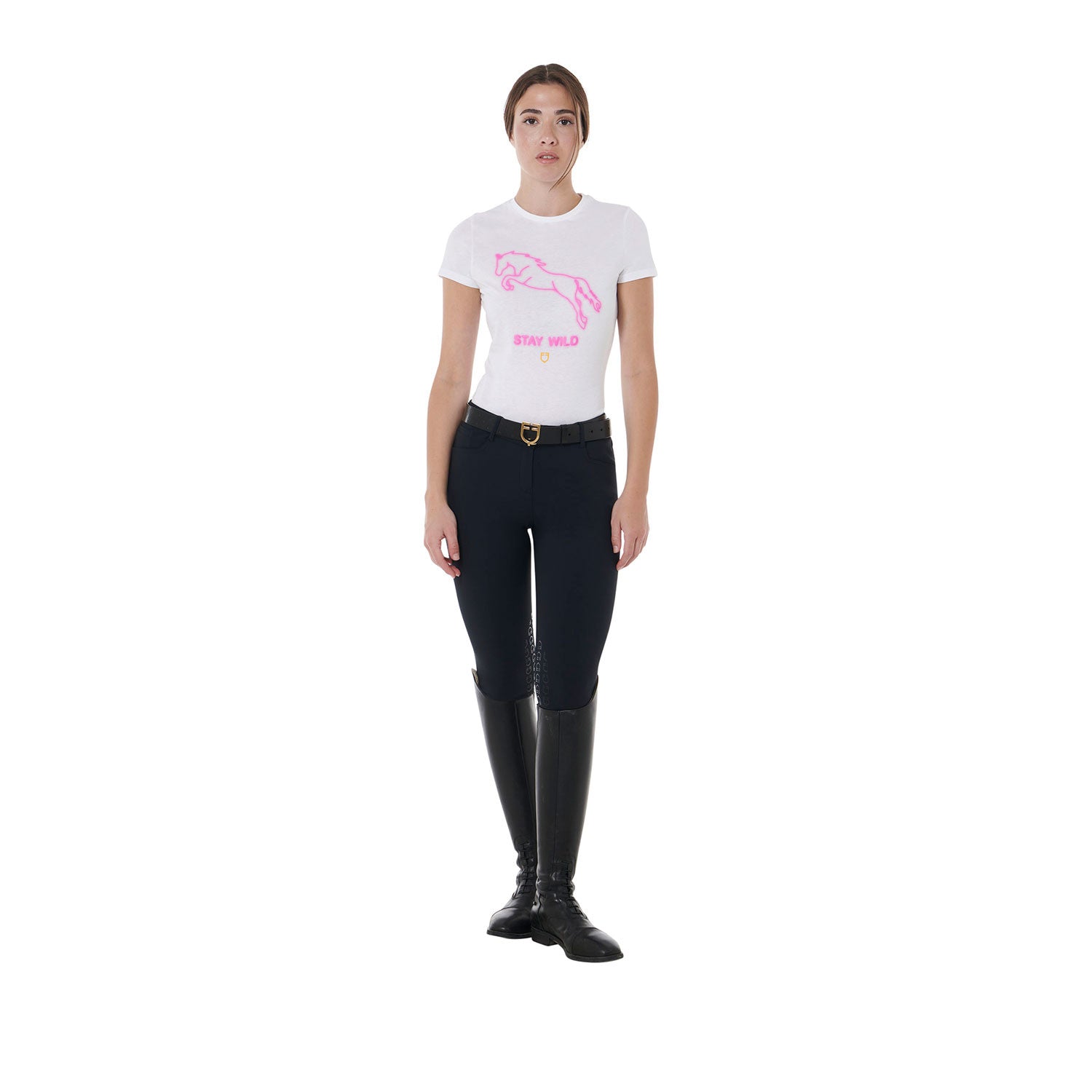 Women's slim fit Stay Wild print cotton t-shirt
