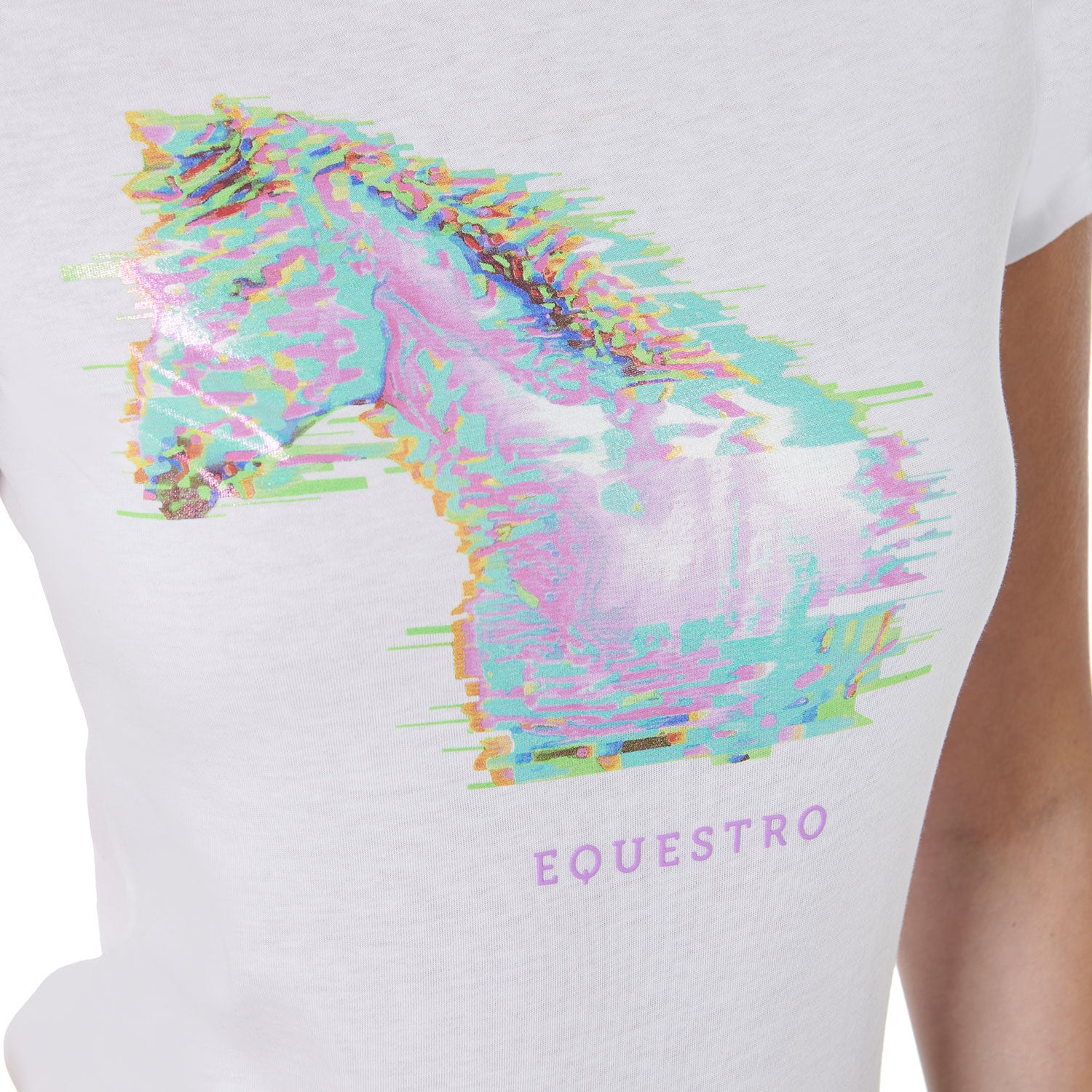 Women's slim fit horse print cotton t-shirt