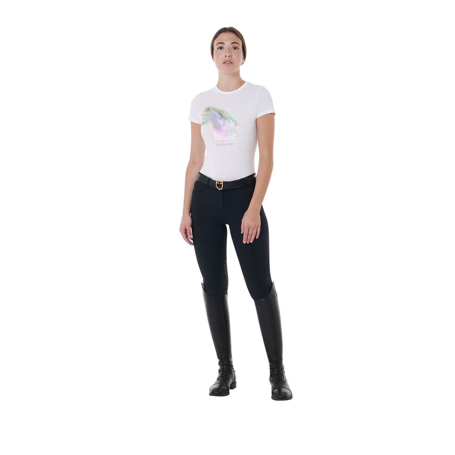 Women's slim fit horse print cotton t-shirt