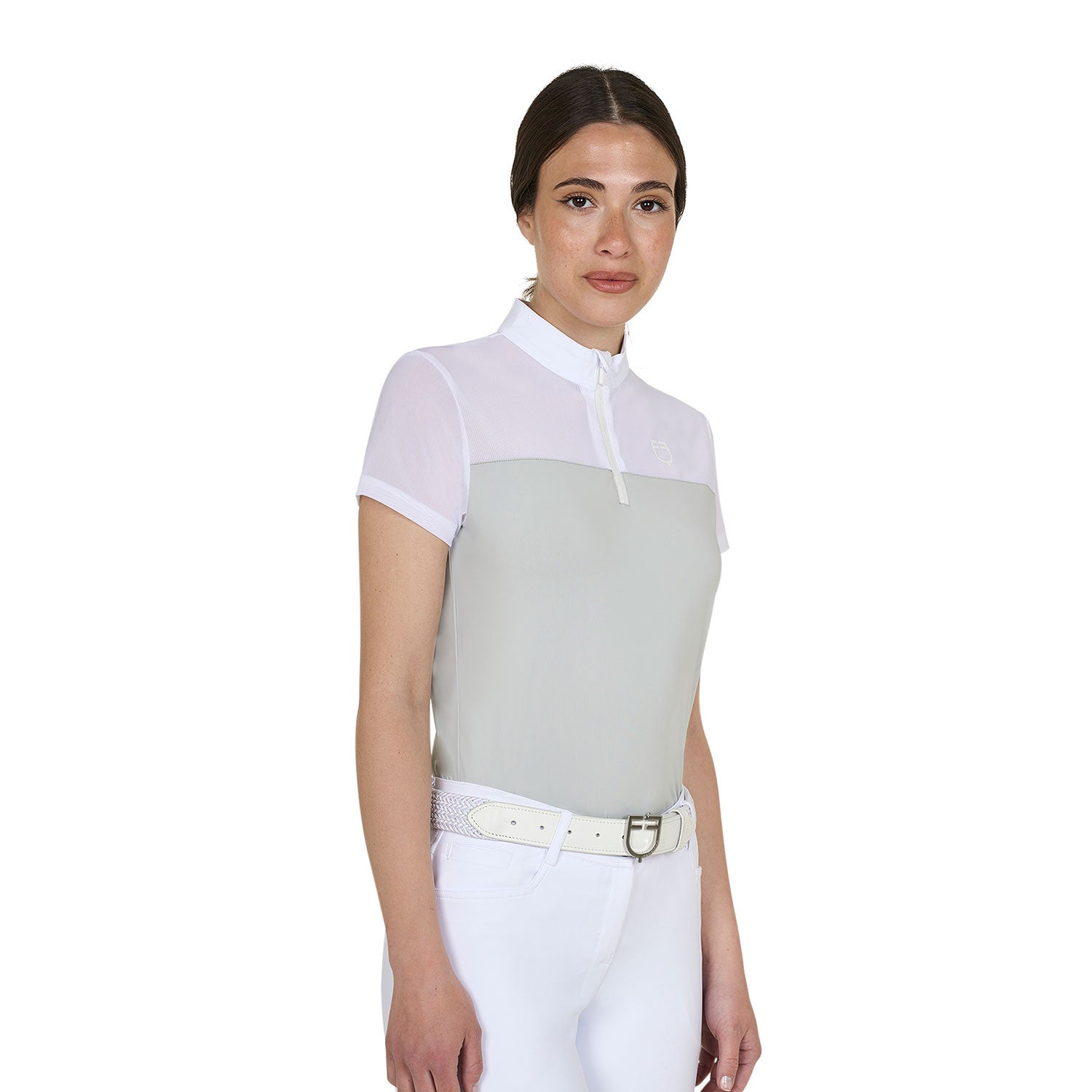 Equestro Women's training polo shirt with mesh inserts