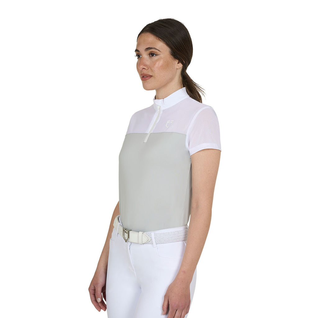 Women's training polo shirt with mesh inserts