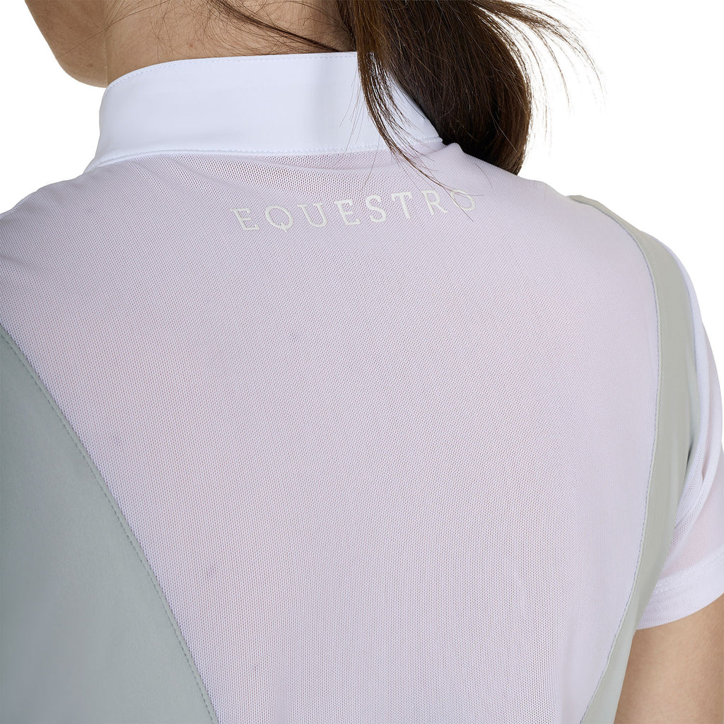 Women's training polo shirt with mesh inserts
