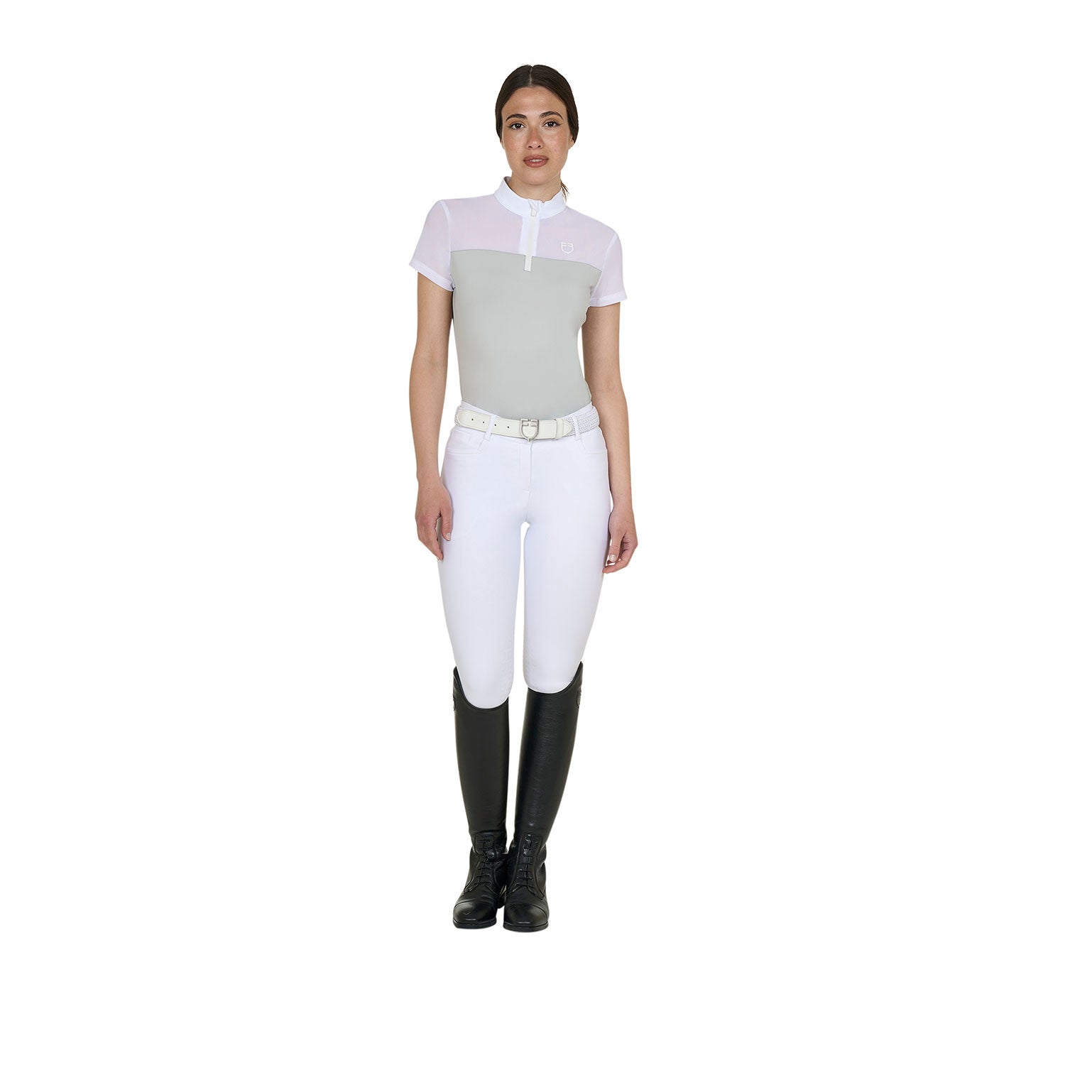 Women's training polo shirt with mesh inserts