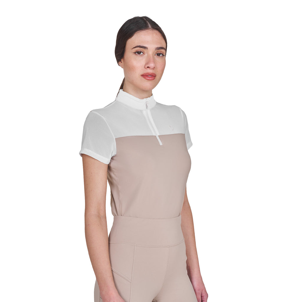 Women's training polo shirt with mesh inserts