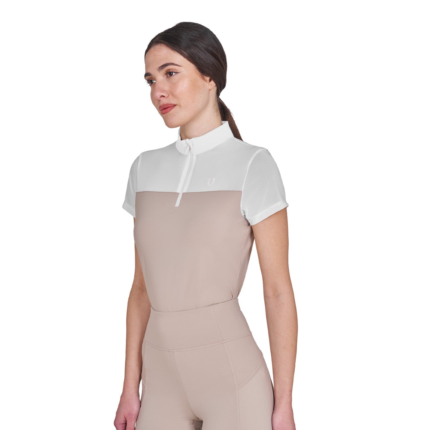 Women's training polo shirt with mesh inserts
