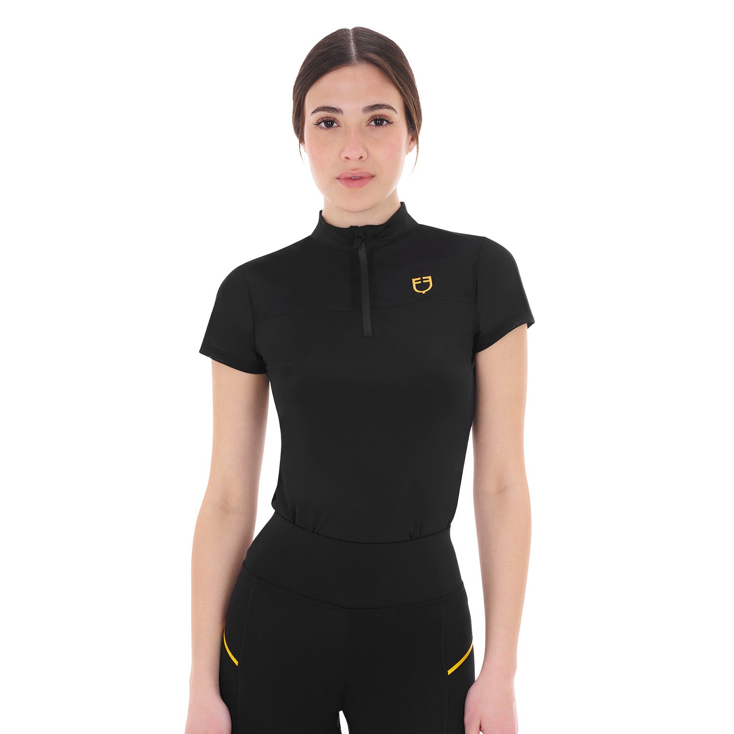 Equestro Women's training polo shirt with mesh inserts