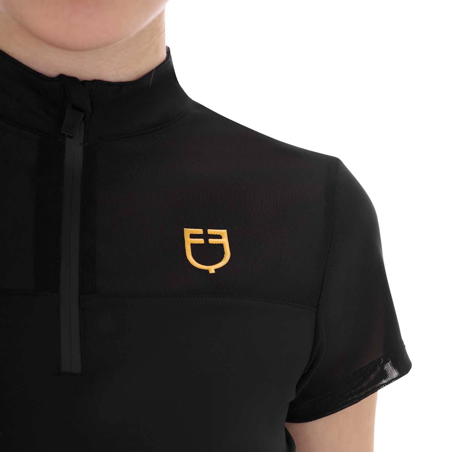 Women's training polo shirt with mesh inserts