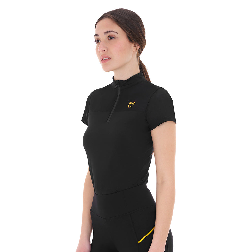 Women's training polo shirt with mesh inserts