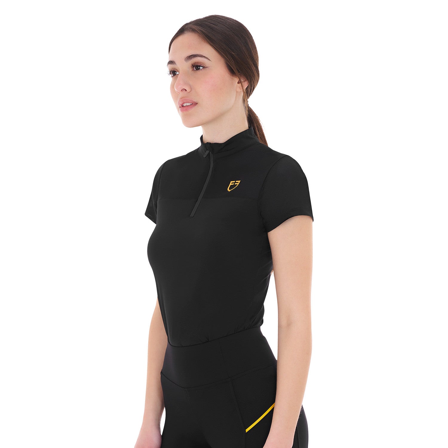 Women's training polo shirt with mesh inserts