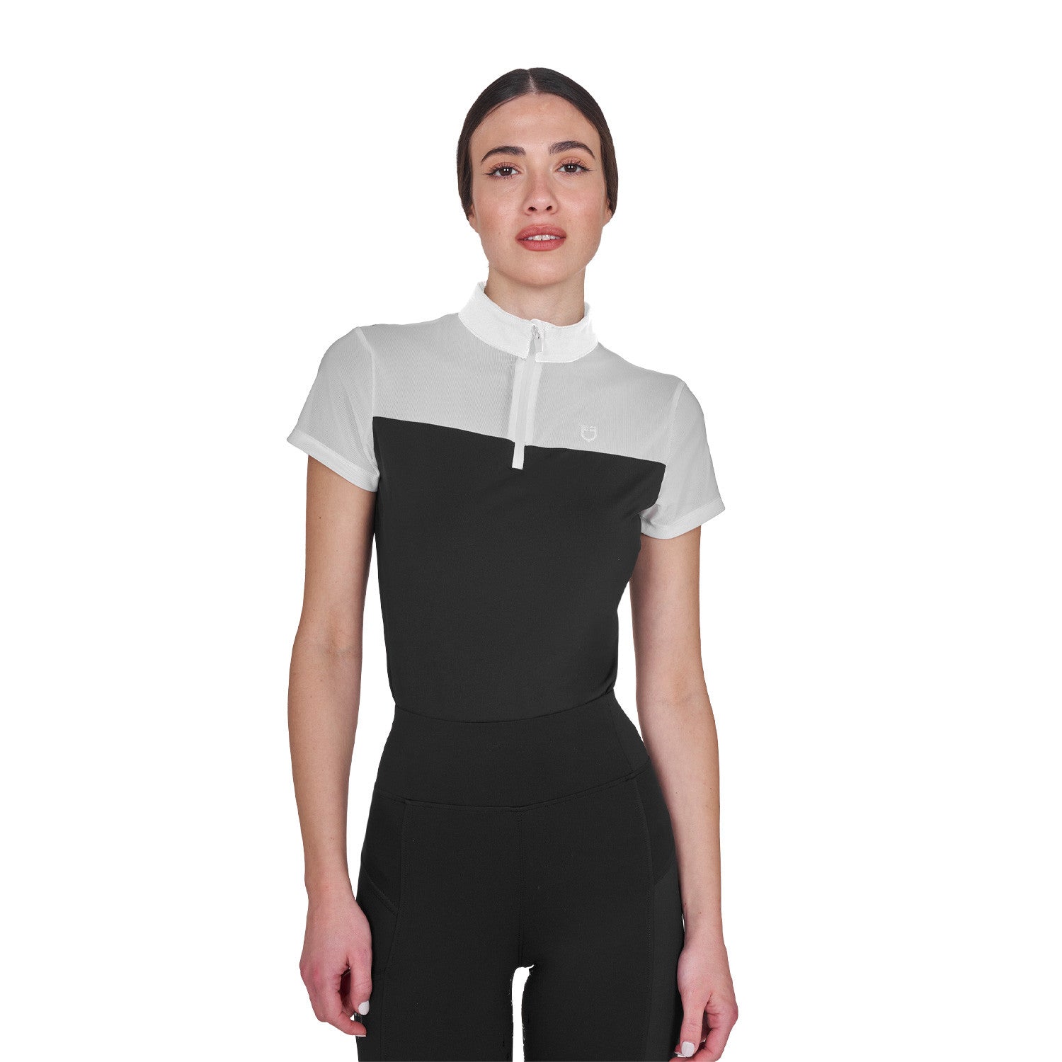 Equestro Women's training polo shirt with mesh inserts