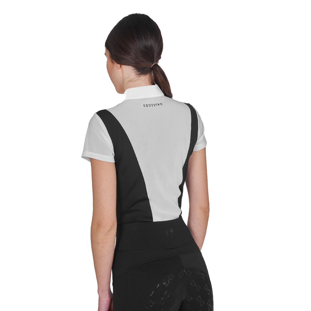 Women's training polo shirt with mesh inserts