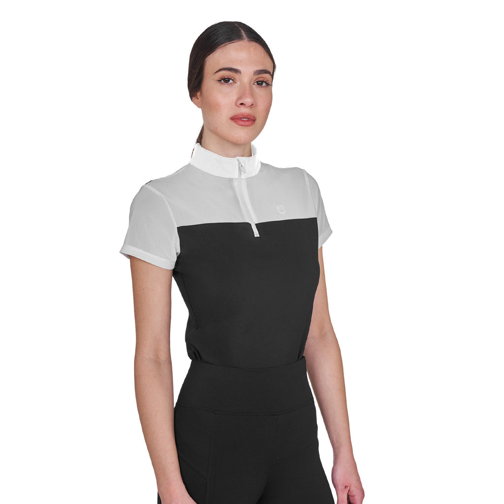 Women's training polo shirt with mesh inserts