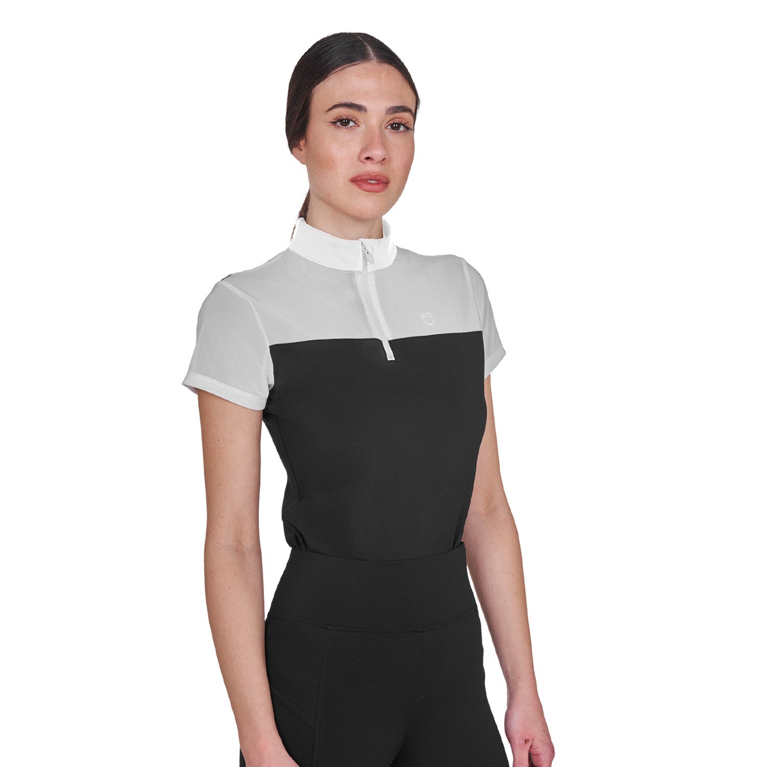 Women's training polo shirt with mesh inserts