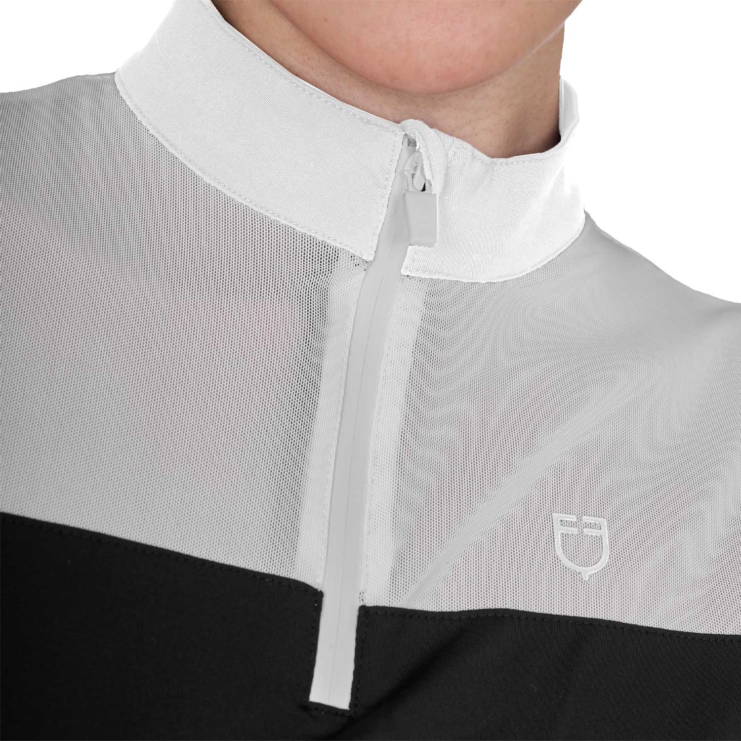 Women's training polo shirt with mesh inserts