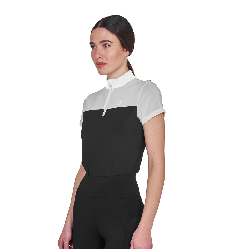 Women's training polo shirt with mesh inserts