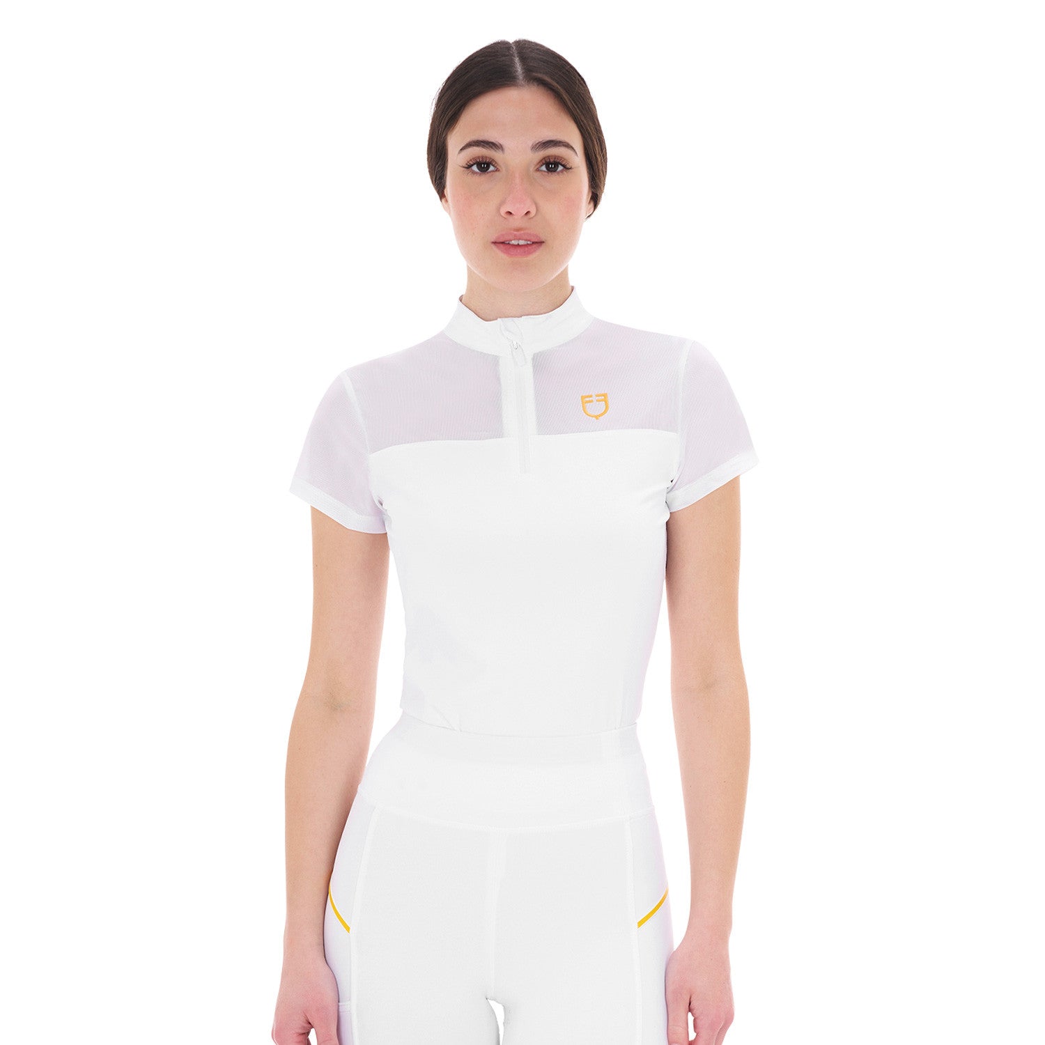 Equestro Women's training polo shirt with mesh inserts