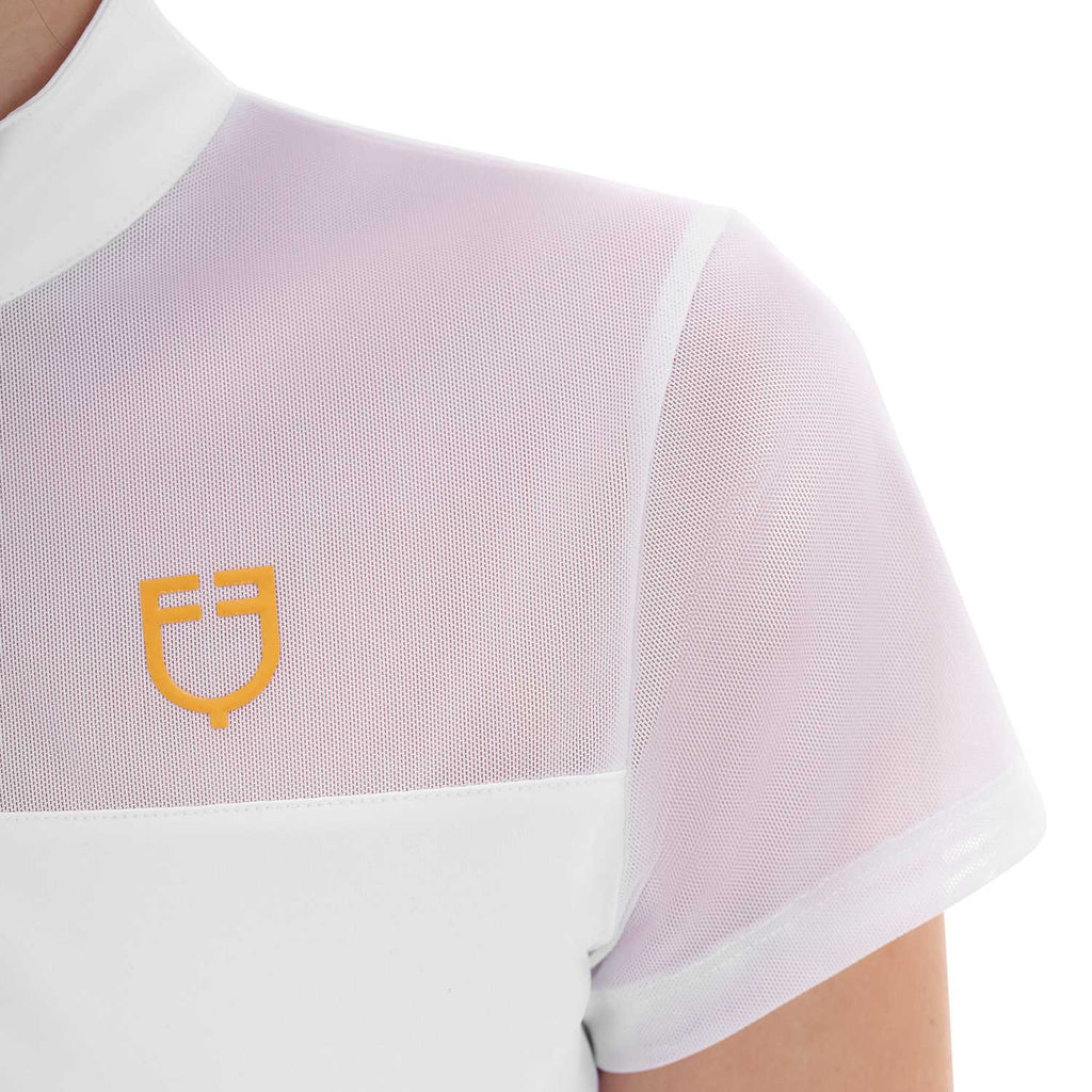 Women's training polo shirt with mesh inserts