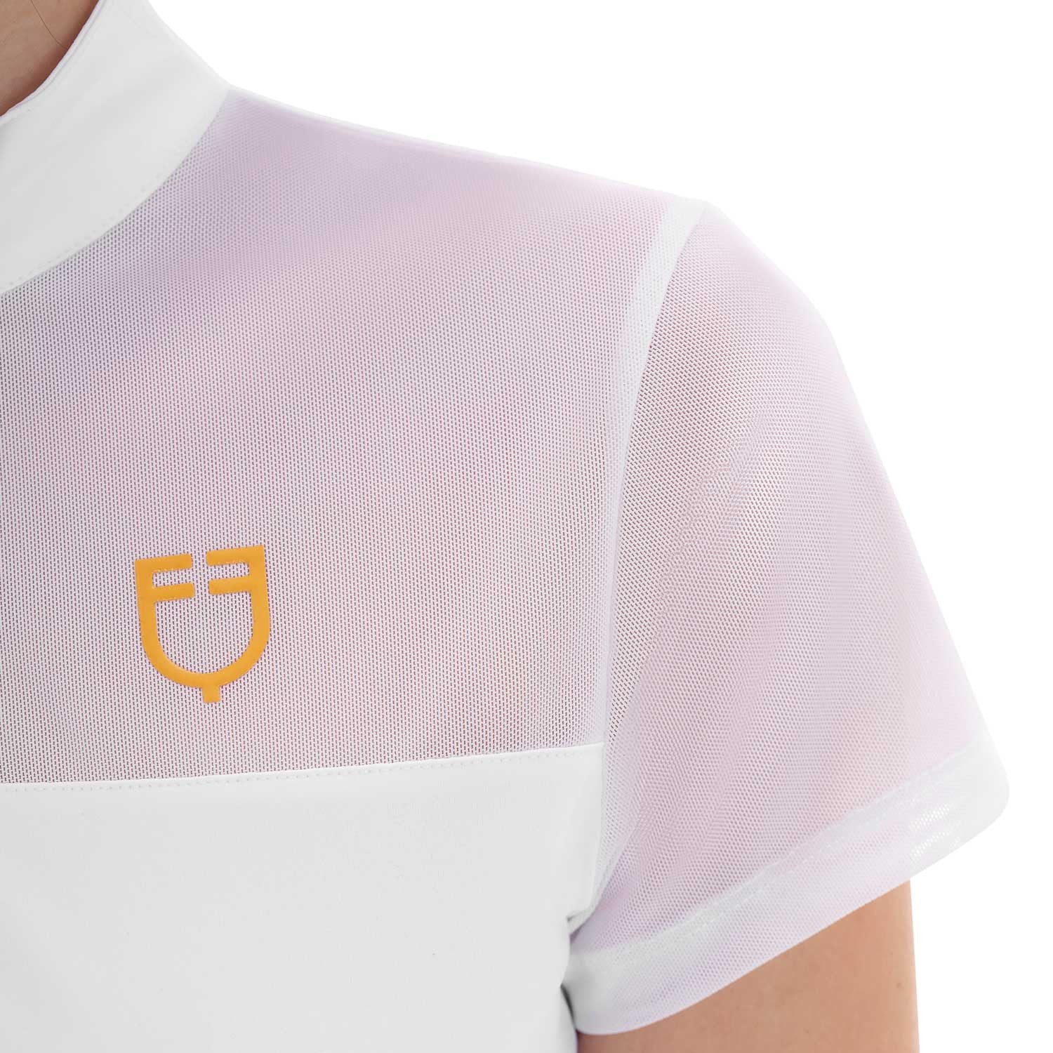 Women's training polo shirt with mesh inserts
