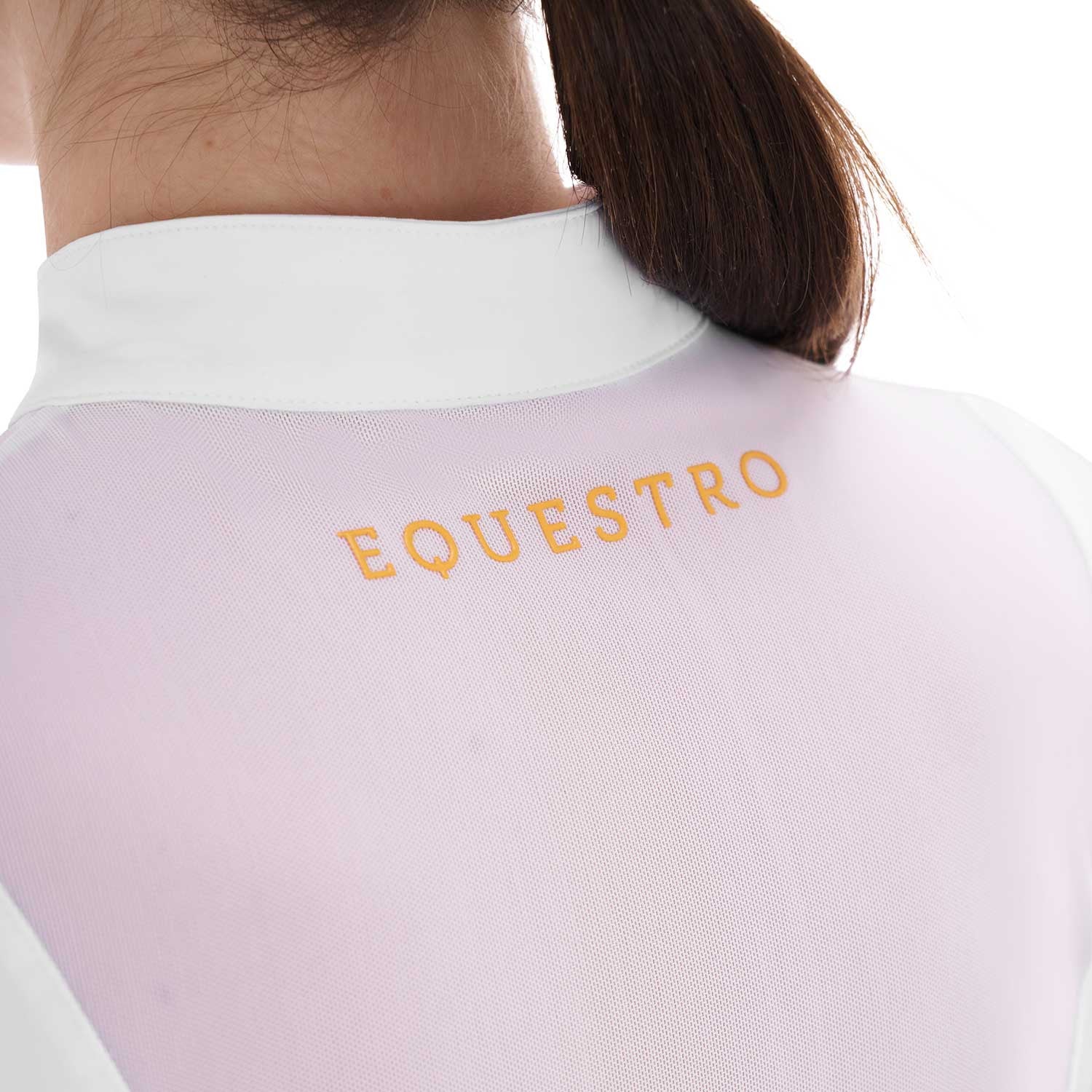 Women's training polo shirt with mesh inserts