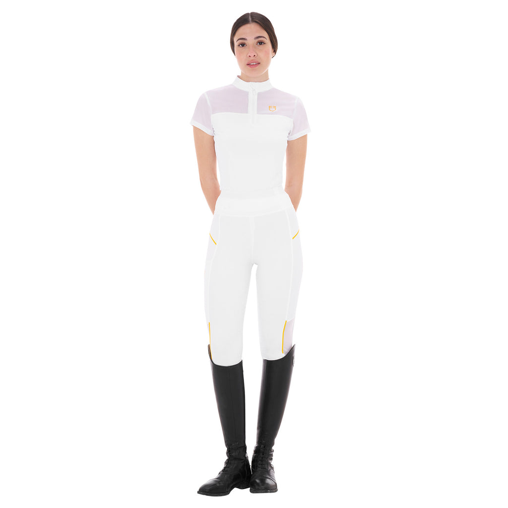 Women's training polo shirt with mesh inserts