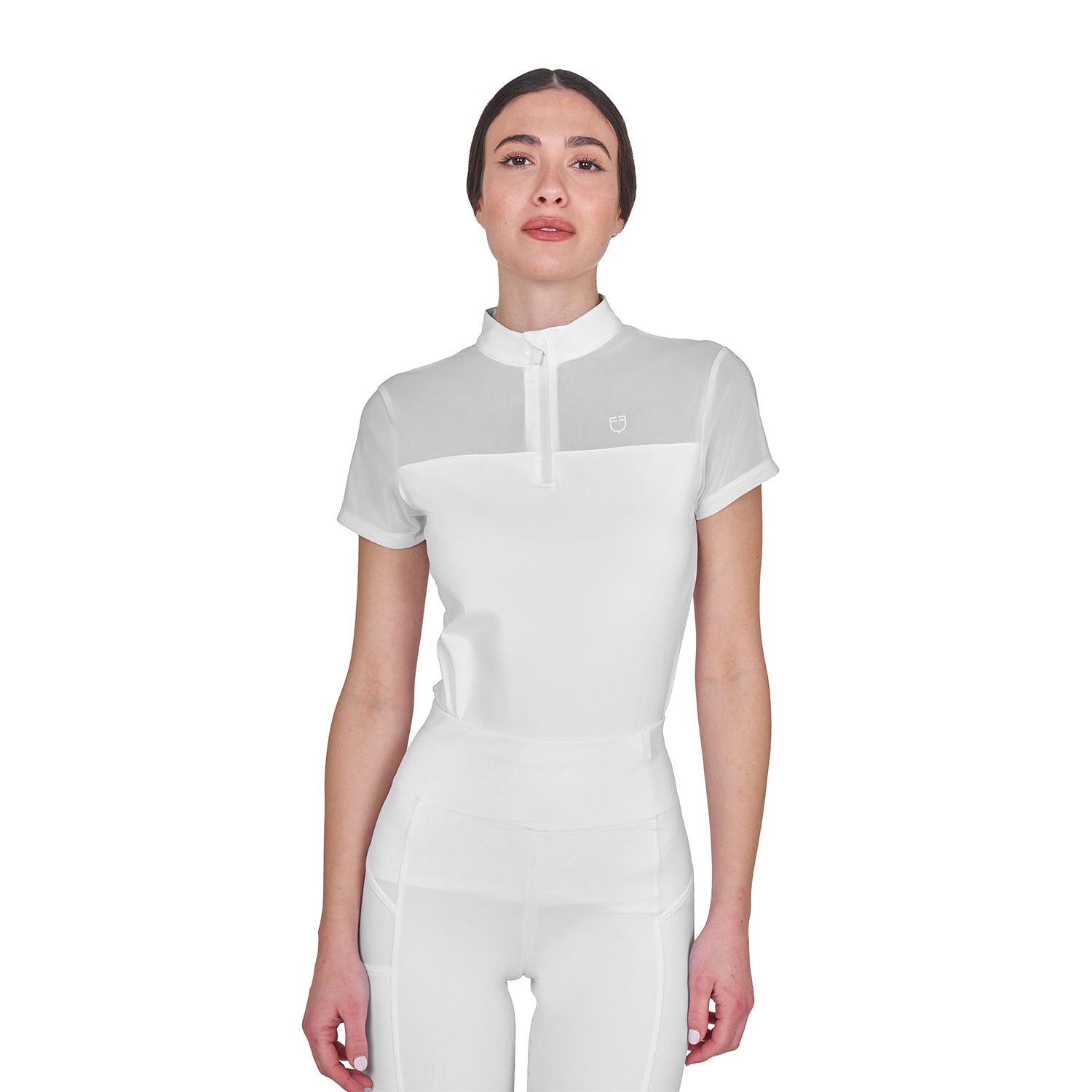 Women's training polo shirt with mesh inserts